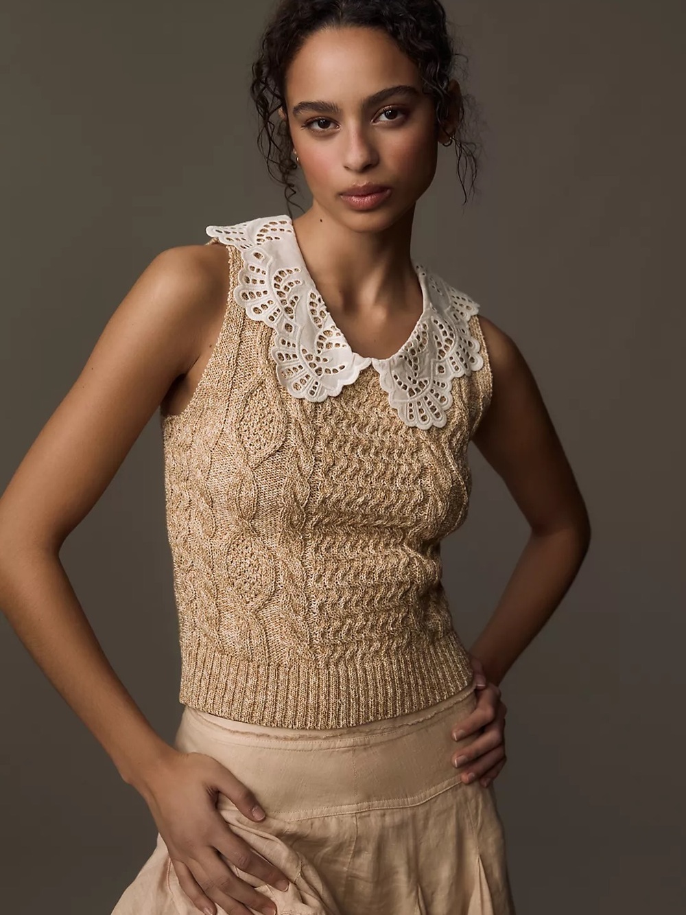 Anthropologie Lace Collar
Sweater Tank
